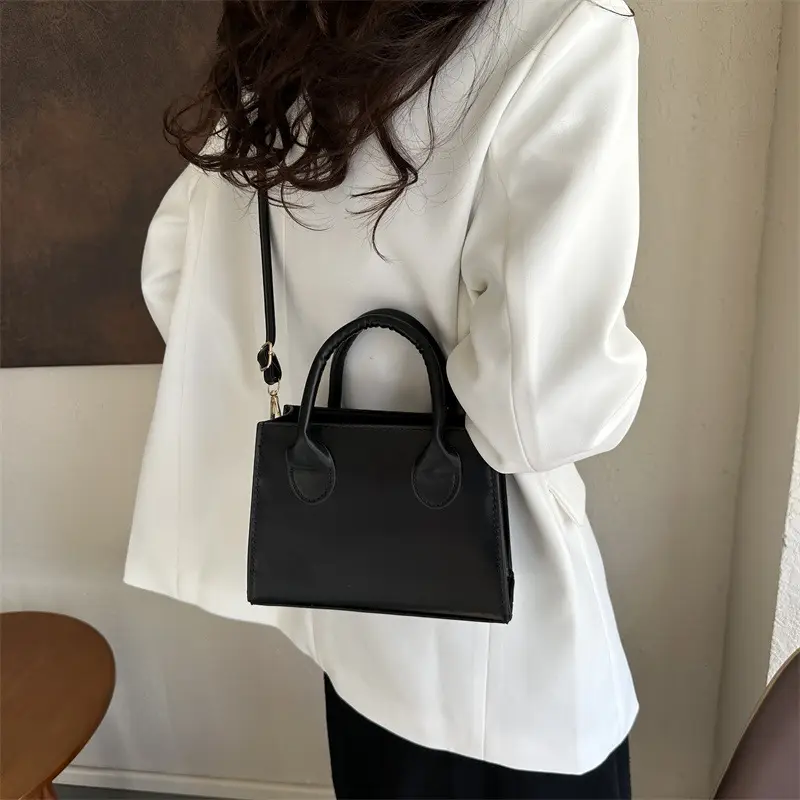 Retro Textured Square Bag Women Brown Shoulder Crossbody - Image 6