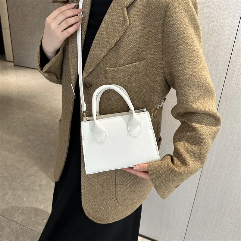 Retro Textured Square Bag Women Brown Shoulder Crossbody - Image 8