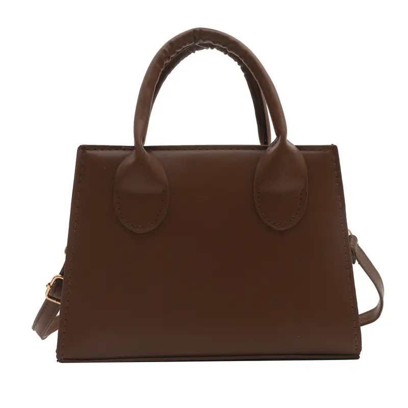 Retro Textured Square Bag Women Brown Shoulder Crossbody - Image 9