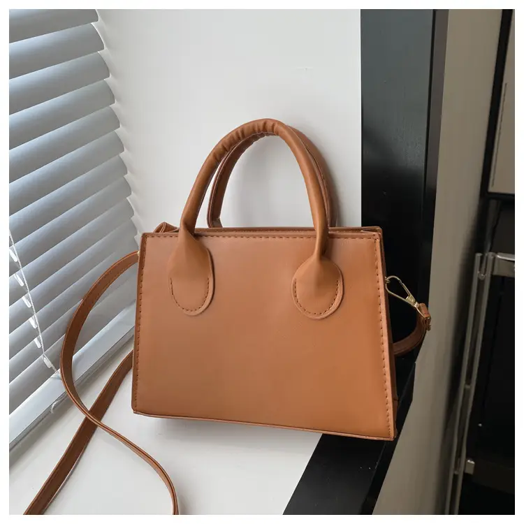 Retro Textured Square Bag Women Brown Shoulder Crossbody — feature 14