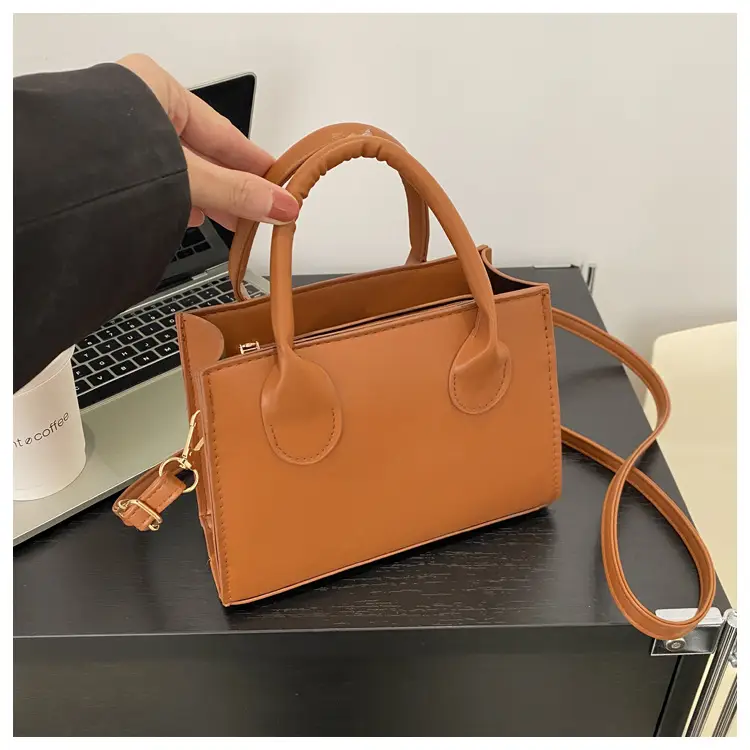 Retro Textured Square Bag Women Brown Shoulder Crossbody — feature 15