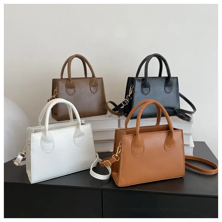 Retro Textured Square Bag Women Brown Shoulder Crossbody — feature 27