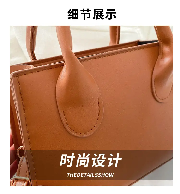 Retro Textured Square Bag Women Brown Shoulder Crossbody — feature 3