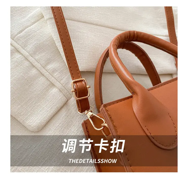 Retro Textured Square Bag Women Brown Shoulder Crossbody — feature 5