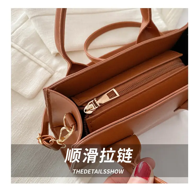 Retro Textured Square Bag Women Brown Shoulder Crossbody — feature 6