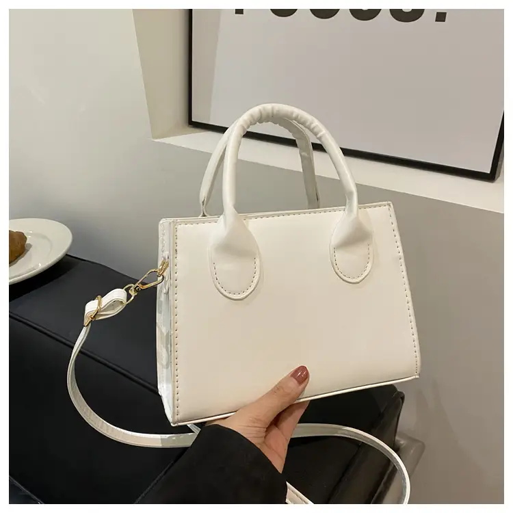 Retro Textured Square Bag Women Brown Shoulder Crossbody - Image 2