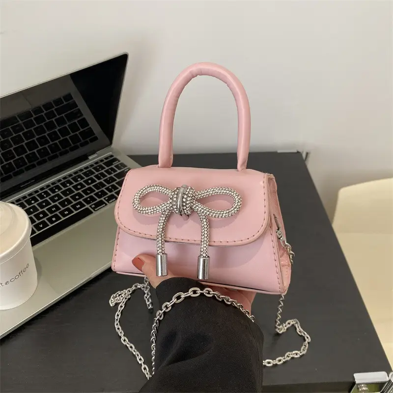 Pink Korean Bow Mini Shoulder Messenger Bag - Image 9