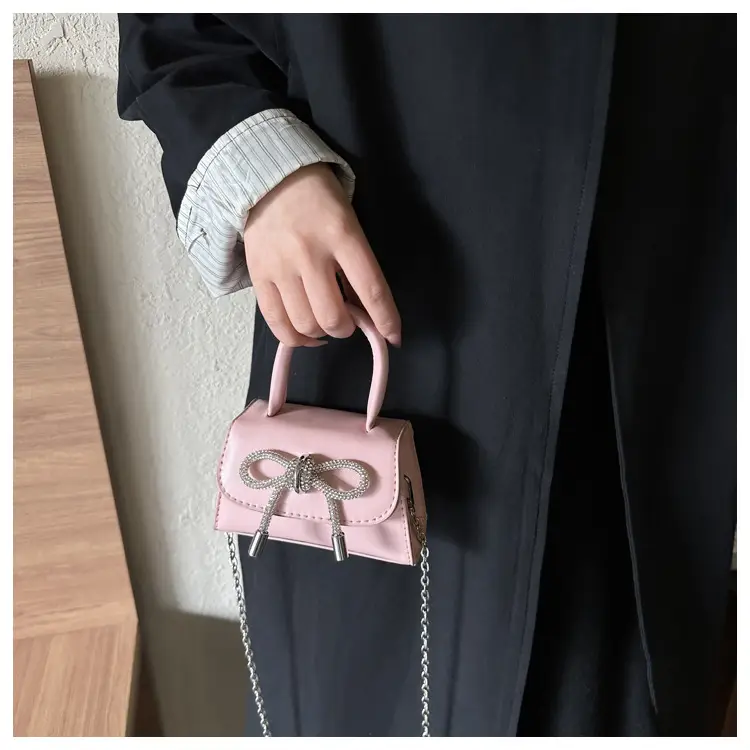 Pink Korean Bow Mini Shoulder Messenger Bag — feature 17
