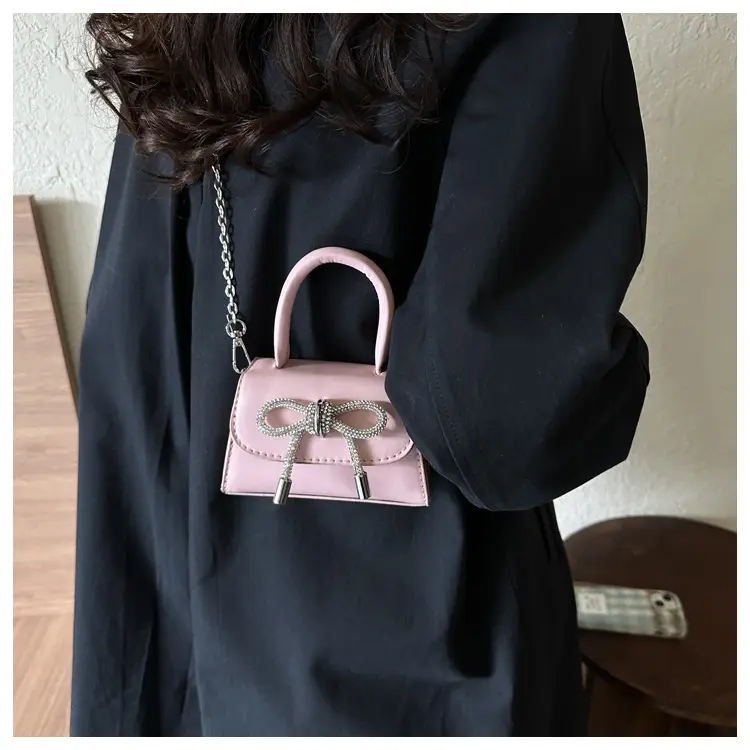 Pink Korean Bow Mini Shoulder Messenger Bag — feature 19