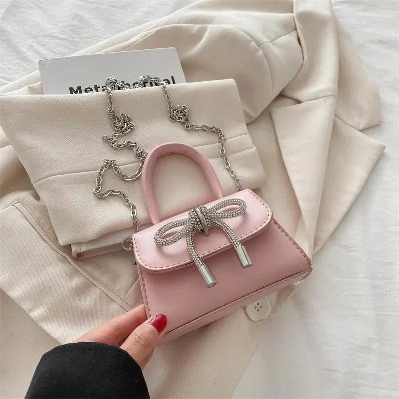 Pink Korean Bow Mini Shoulder Messenger Bag - Image 5