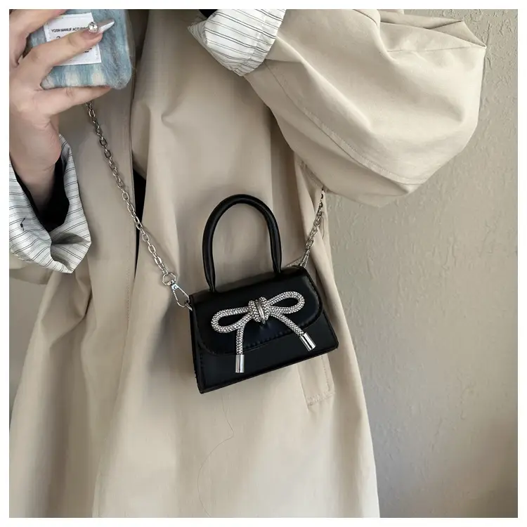 White Mini Bow Chain Crossbody Bag for Women — feature 13