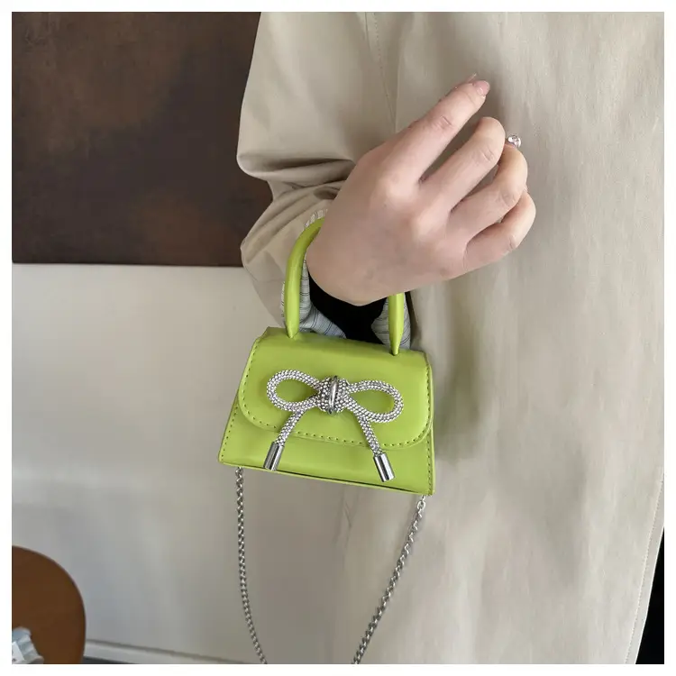White Mini Bow Chain Crossbody Bag for Women — feature 14
