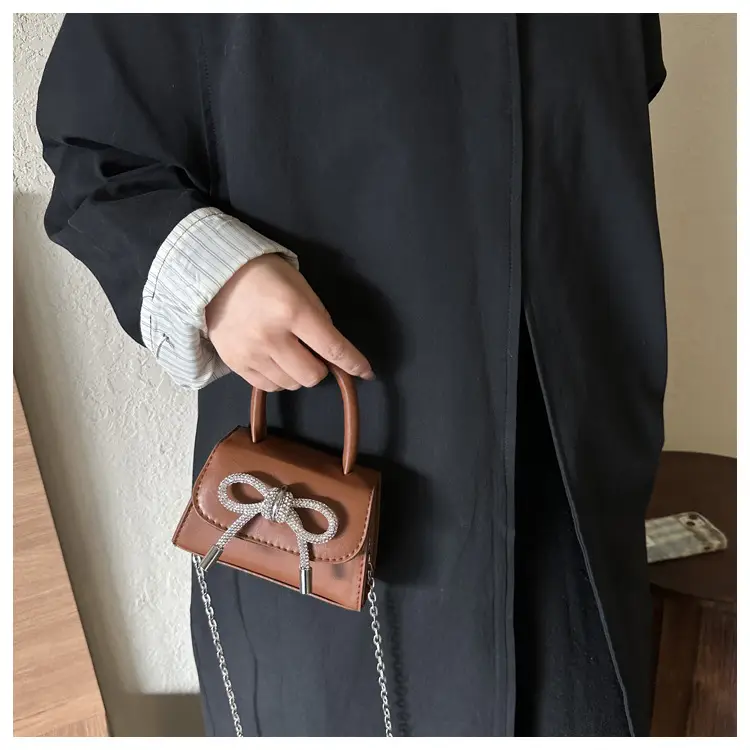 White Mini Bow Chain Crossbody Bag for Women — feature 18
