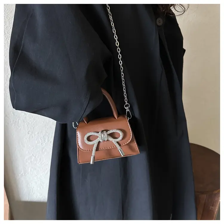 White Mini Bow Chain Crossbody Bag for Women — feature 19
