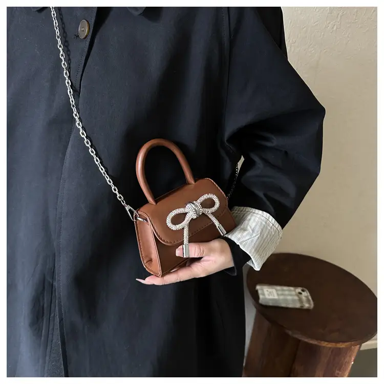 White Mini Bow Chain Crossbody Bag for Women — feature 21