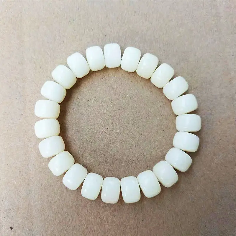 Women's Green Jade Bodhi Root Bracelet with White Beads - Image 2