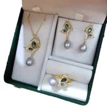 Freshwater Pearl Necklace Earrings Set with Rice Beads - Image 6