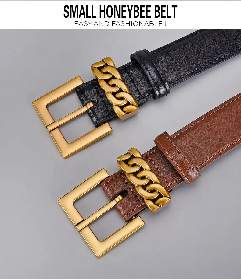 Cross-border Leather Belt with Gold Alloy Buckle — feature 10