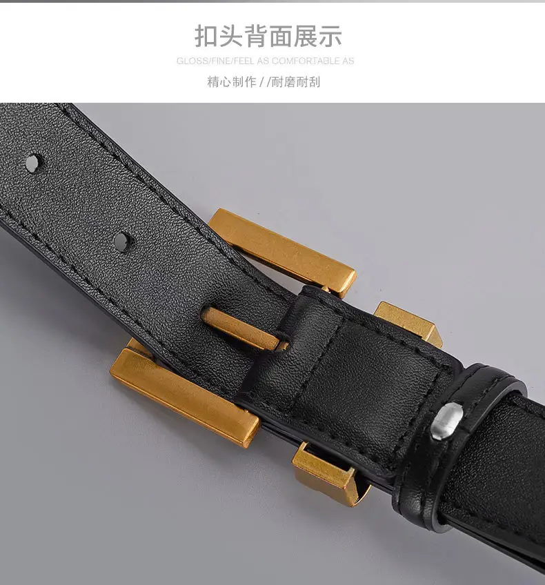 Cross-border Leather Belt with Gold Alloy Buckle — feature 16