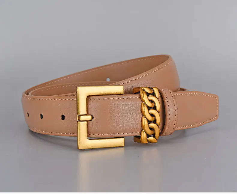 Cross-border Leather Belt with Gold Alloy Buckle — feature 24