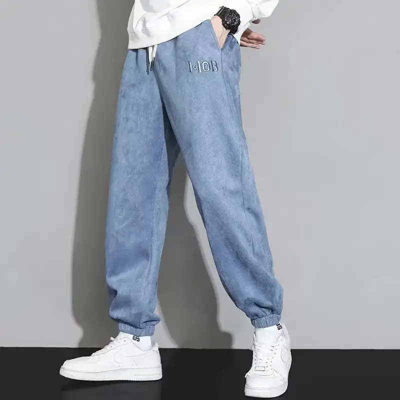 Men Suede Ankle Sweatpants Loose Spring Autumn - Image 8