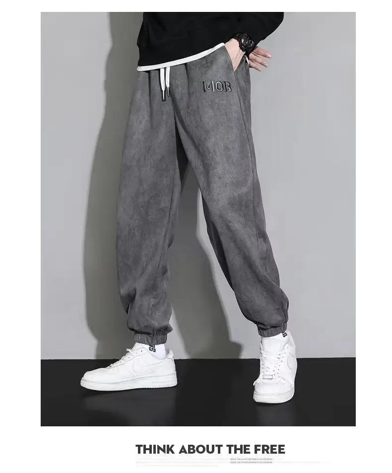 Men Suede Ankle Sweatpants Loose Spring Autumn — feature 6