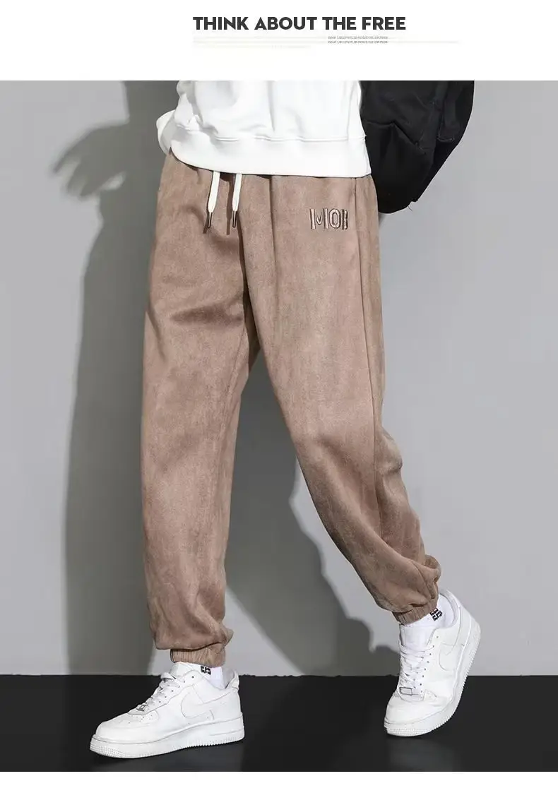 Men Suede Ankle Sweatpants Loose Spring Autumn — feature 7