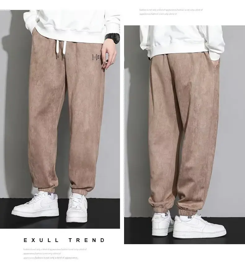 Men Suede Ankle Sweatpants Loose Spring Autumn — feature 8