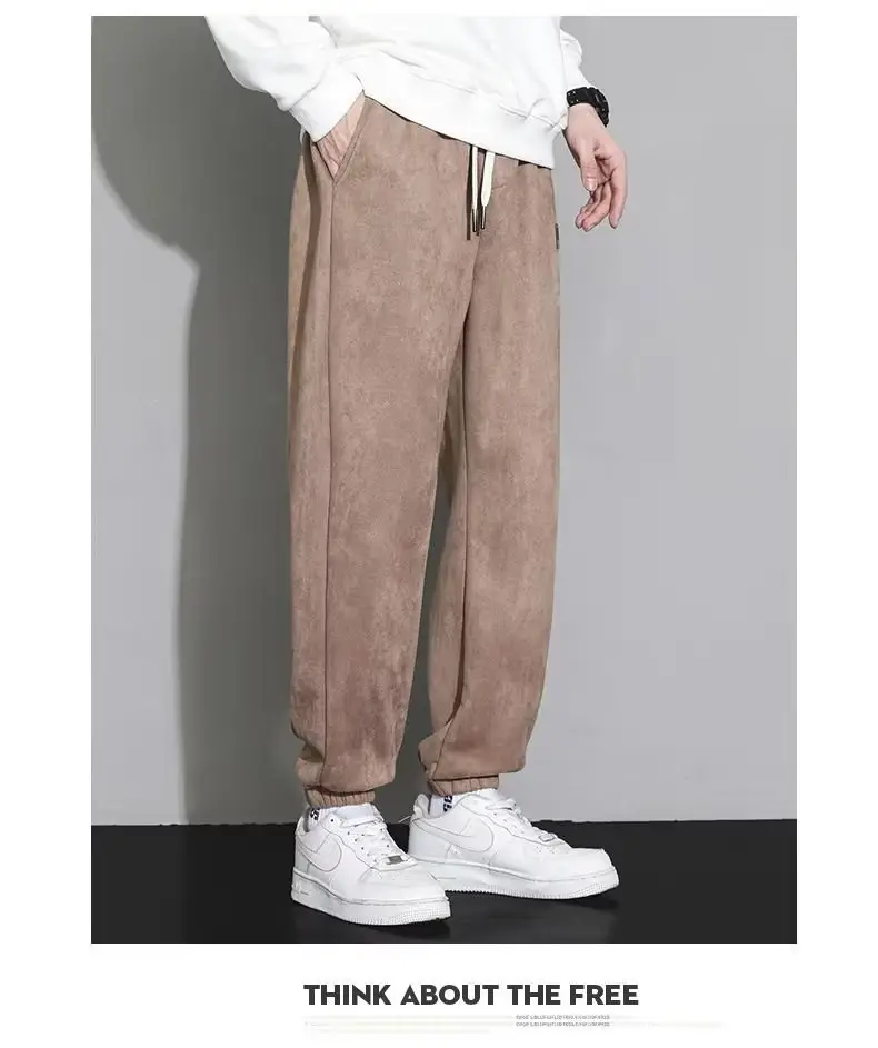 Men Suede Ankle Sweatpants Loose Spring Autumn — feature 9