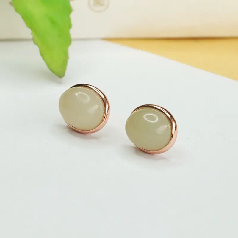Clear Hetian Jade Water Drop Earrings S925 Silver - Image 2