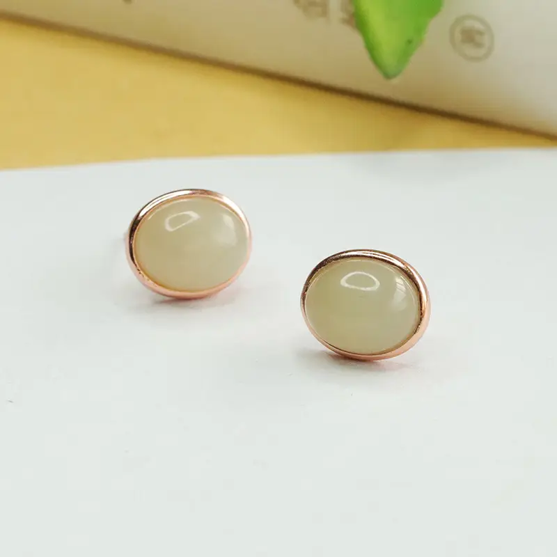 Clear Hetian Jade Water Drop Earrings S925 Silver - Image 3