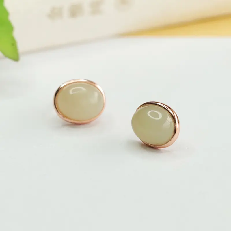 Clear Hetian Jade Water Drop Earrings S925 Silver - Image 4