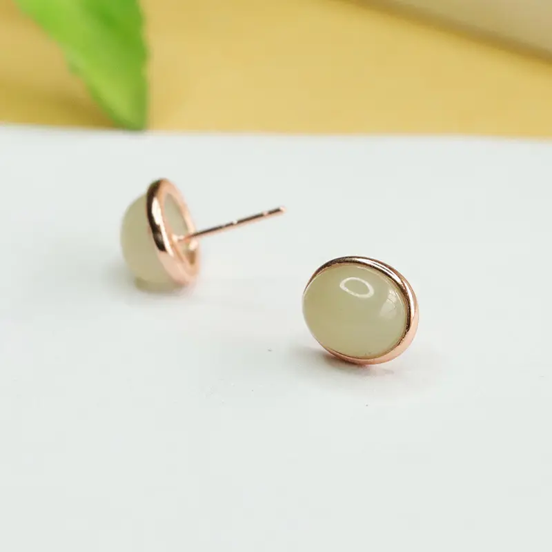 Clear Hetian Jade Water Drop Earrings S925 Silver — feature 3