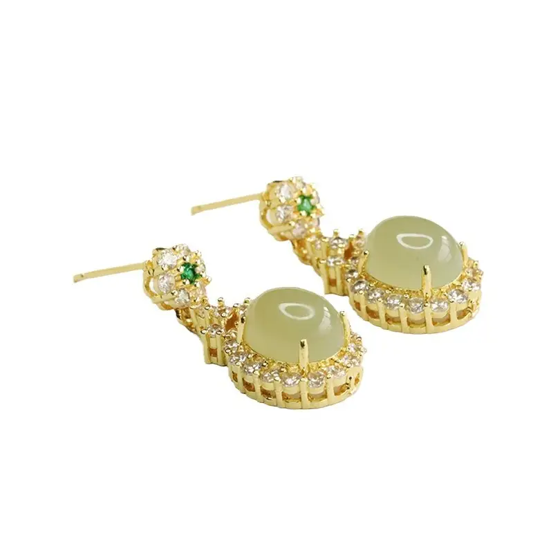 Aiyu Natural Hetian Jade Earrings Clear Water Jade Earrings - Image 5