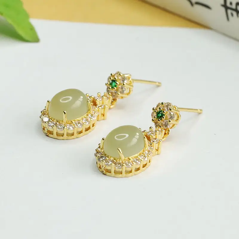 Aiyu Natural Hetian Jade Earrings Clear Water Jade Earrings — feature 10
