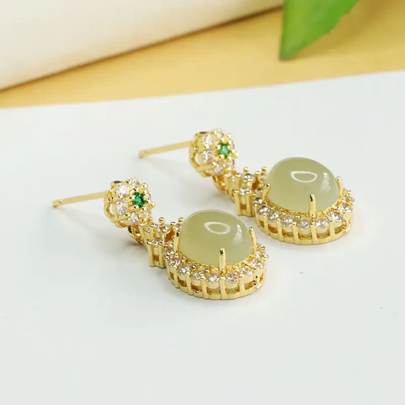 Aiyu Natural Hetian Jade Earrings Clear Water Jade Earrings — feature 9