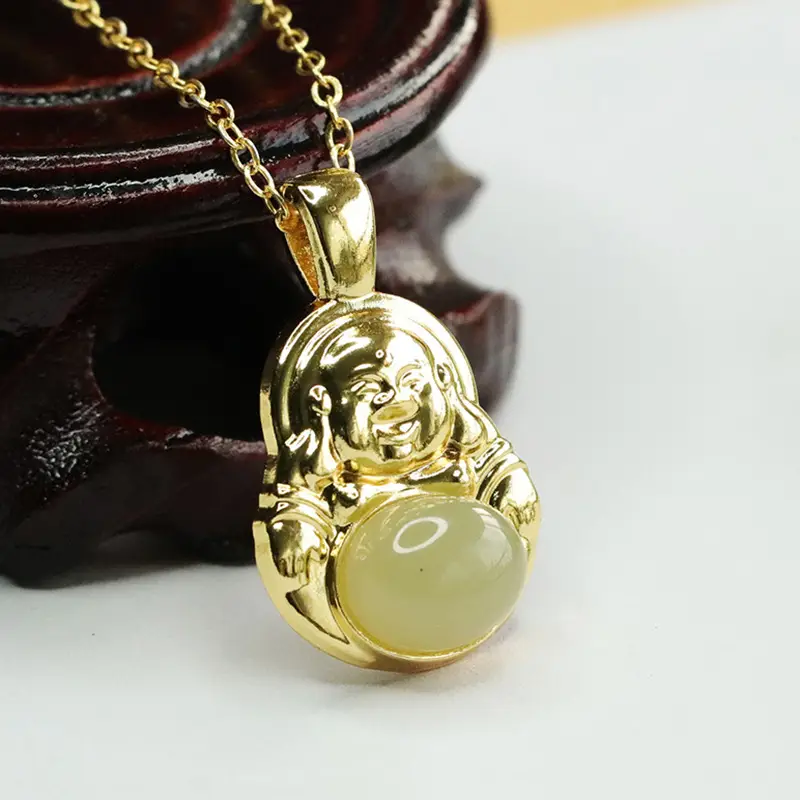Aiyu Buddha Pendant Clear Jade Water Jade Necklace