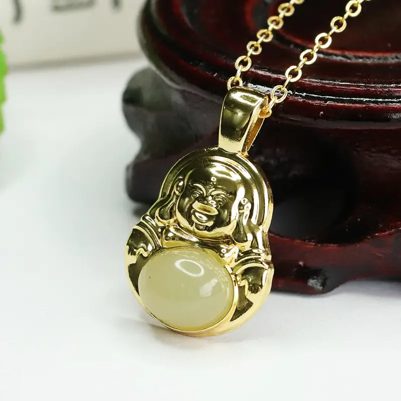 Aiyu Buddha Pendant Clear Jade Water Jade Necklace