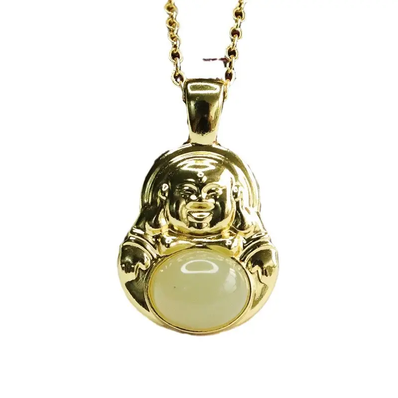 Aiyu Buddha Pendant Clear Jade Water Jade Necklace