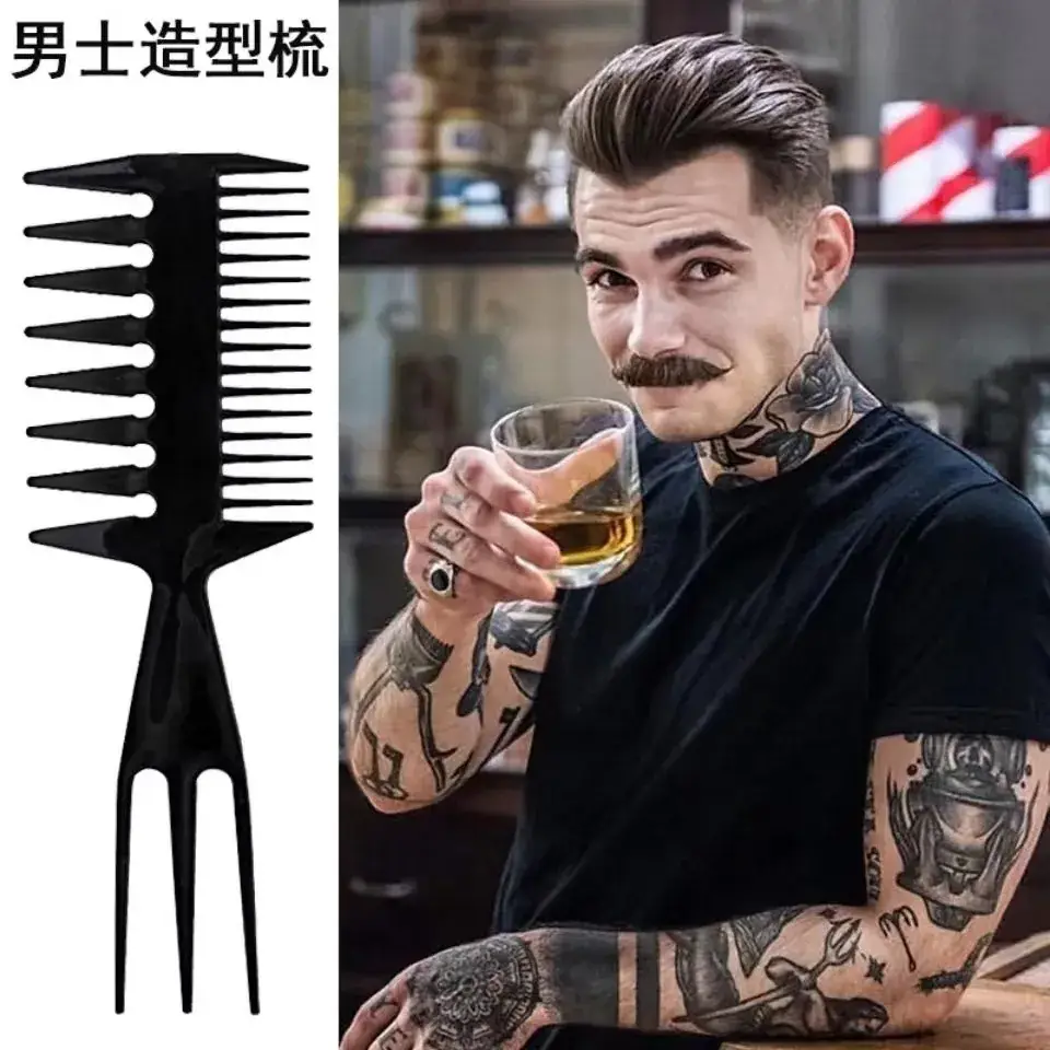 Black Wide-Tooth Hair Comb 15cm Styling - Image 9