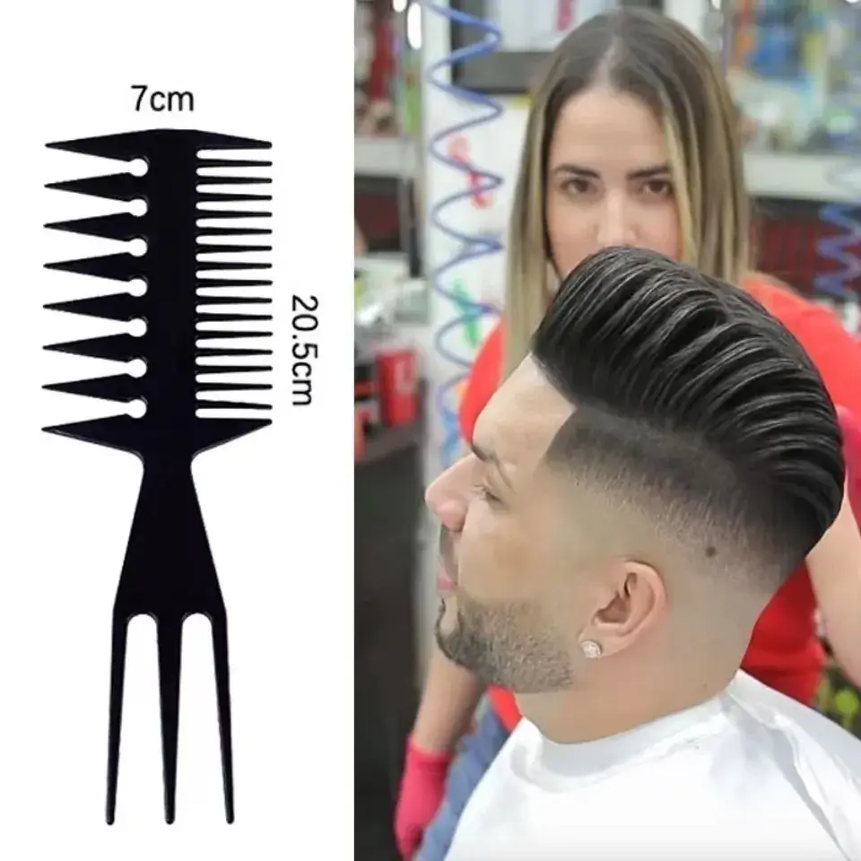 Black Wide-Tooth Hair Comb 15cm Styling - Image 10