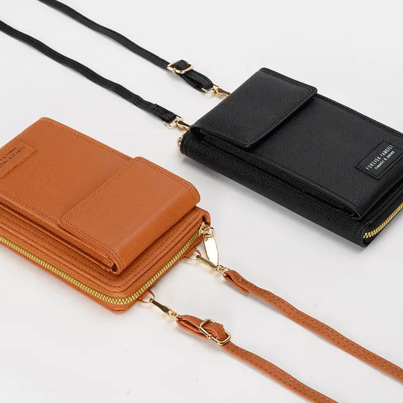 Women PU Leather Multi-Functional Phone Wallet Bag Brown - Image 8