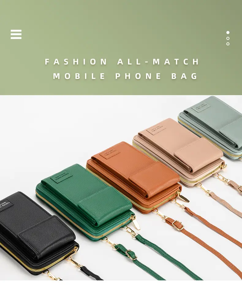 Women PU Leather Multi-Functional Phone Wallet Bag Brown — feature 1
