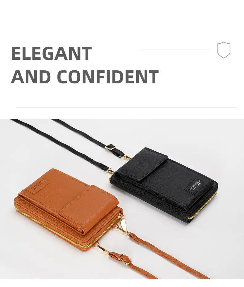 Women PU Leather Multi-Functional Phone Wallet Bag Brown — feature 2