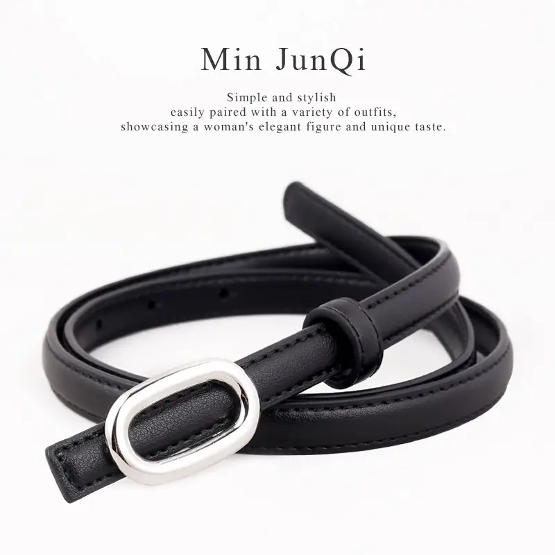 Women Genuine Leather Belt with Silver Buckle - Image 4