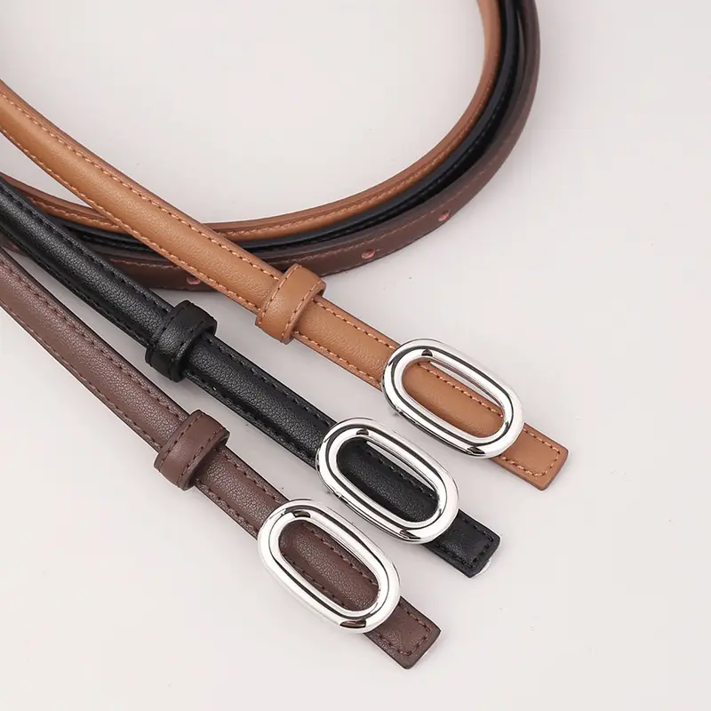 Women Genuine Leather Belt with Silver Buckle - Image 5