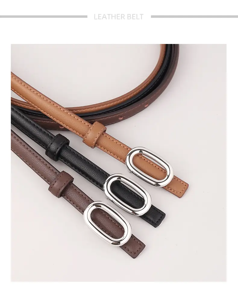 Women Genuine Leather Belt with Silver Buckle — feature 24