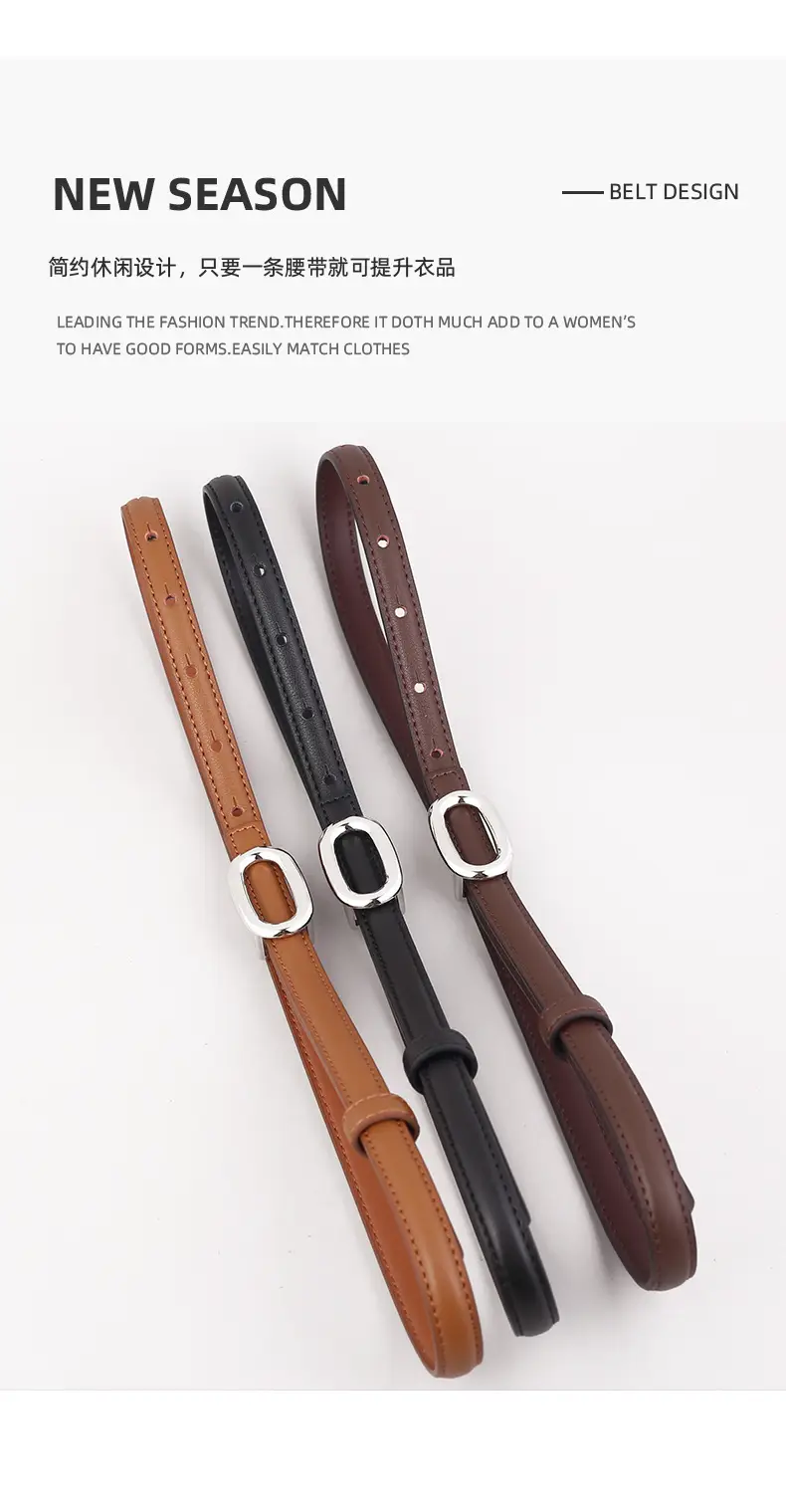 Women Genuine Leather Belt with Silver Buckle — feature 31