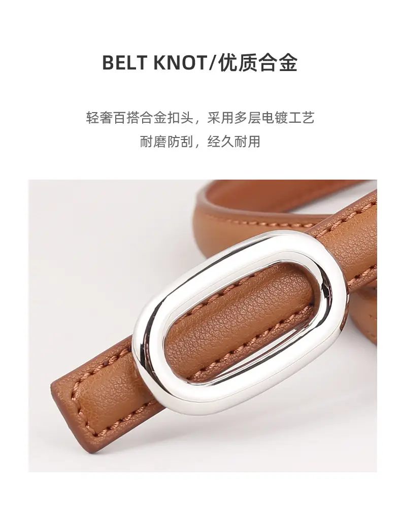 Women Genuine Leather Belt with Silver Buckle — feature 33