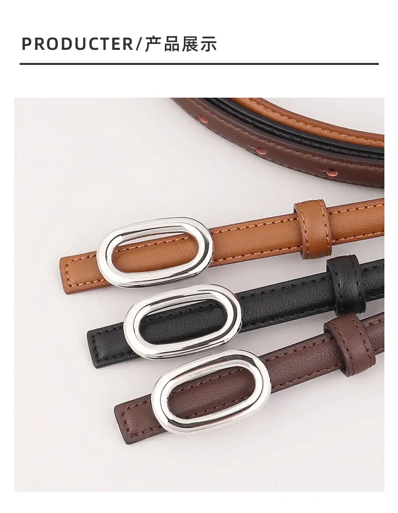 Women Genuine Leather Belt with Silver Buckle — feature 36